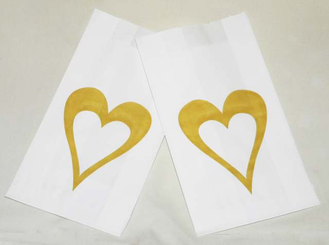 Wedding - Christening Cake Bags - Gold Large Heart x 100 Bulk Pack